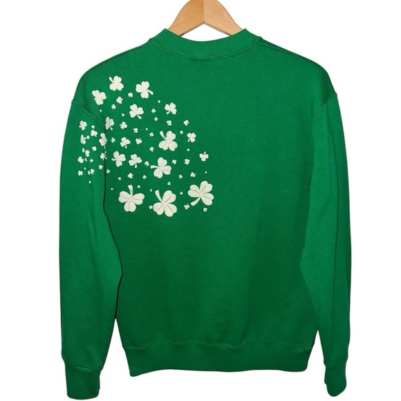VINTAGE Green Shamrock Lucky High Neck Sweatshirt St. Paddy | St Patrick's Day S - Picture 2 of 5